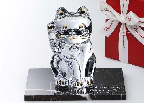 Baccarat,バカラ,招き猫,縁起物,お祝,企業,就任,受賞,刻印,法人,記念品,開店,周年記念,招き猫,オブジェ,置物,開業,経営者,