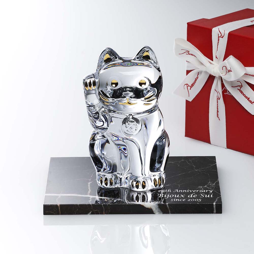 Baccarat,バカラ,招き猫,縁起物,お祝,企業,就任,受賞,刻印,法人,記念品,開店,周年記念,招き猫,オブジェ,置物,開業,経営者,